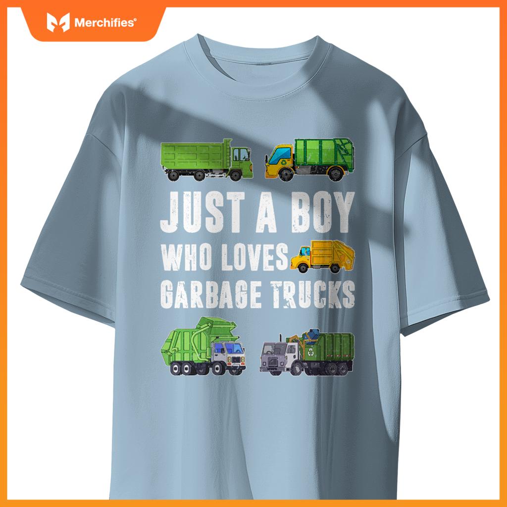 Just A Boy Who Loves Garbage Trucks Kids Toddler Trash Truck T-Shirt