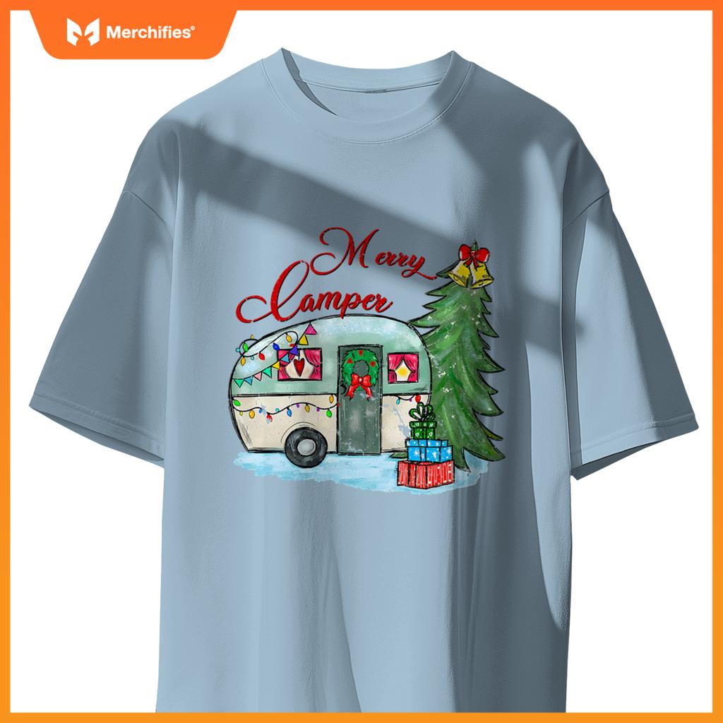 Merry Camper Christmas Santa Camper Camping Truck Xmas Tree T-Shirt
