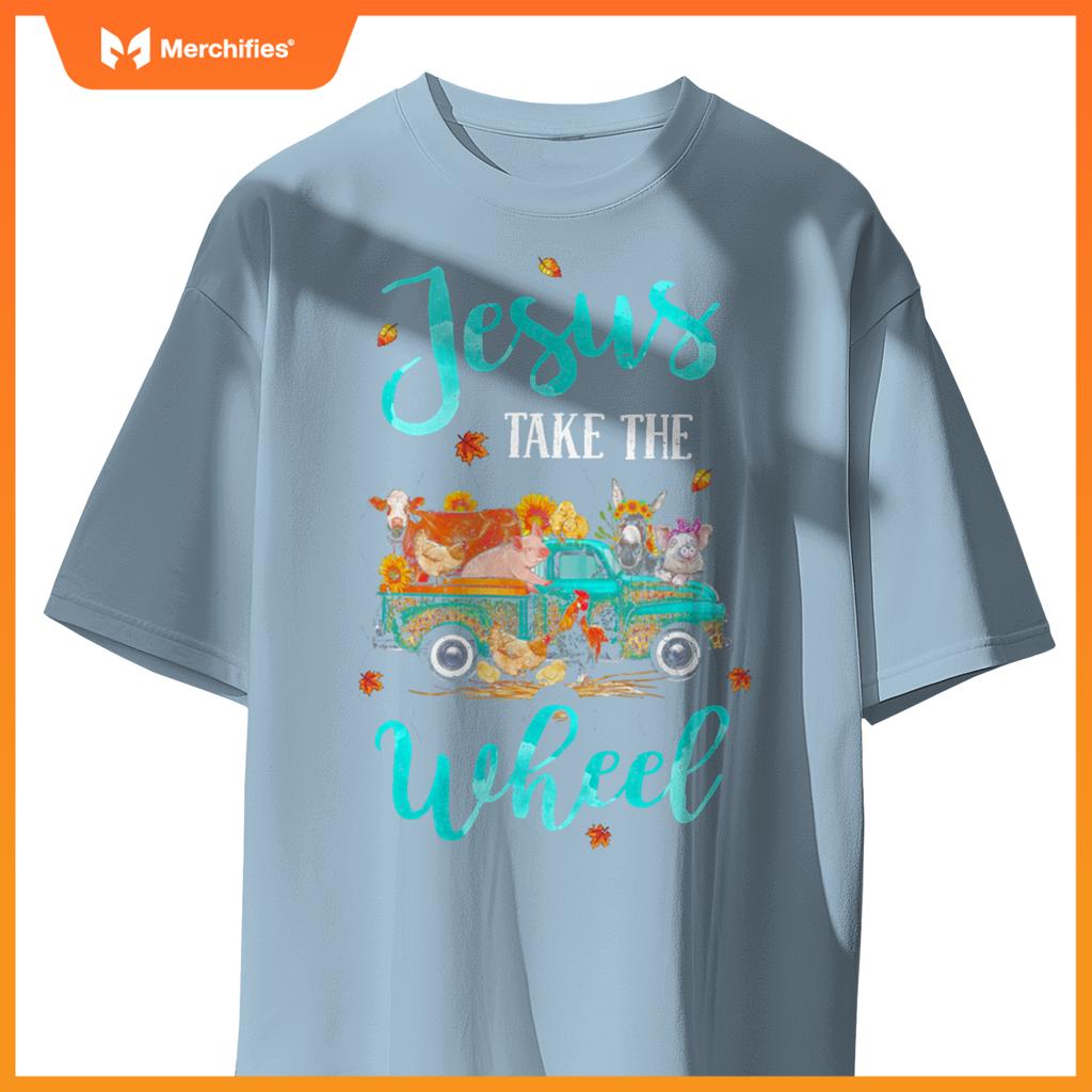 Jesus Take Wheel T Autumn Fall Farm Animal Truck T-Shirt