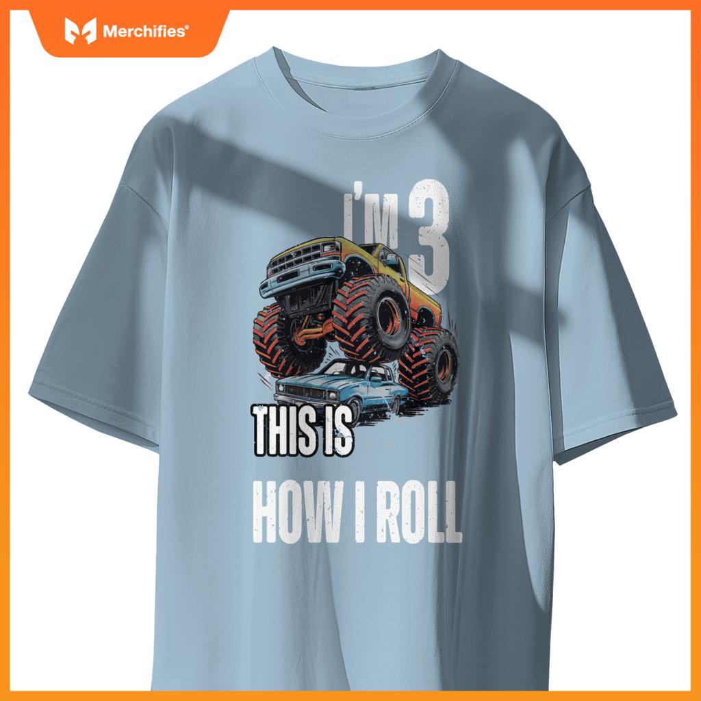 Monster Truck 3 Year Old Toddlers Boy 3rd Birthday Party Car T-Shirt