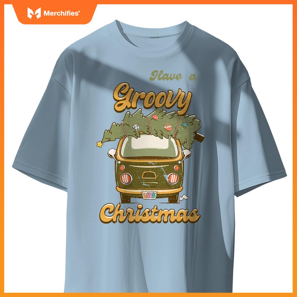 Have Yourself A Groovy Christmas Truck Happy Holiday Xmas T-Shirt