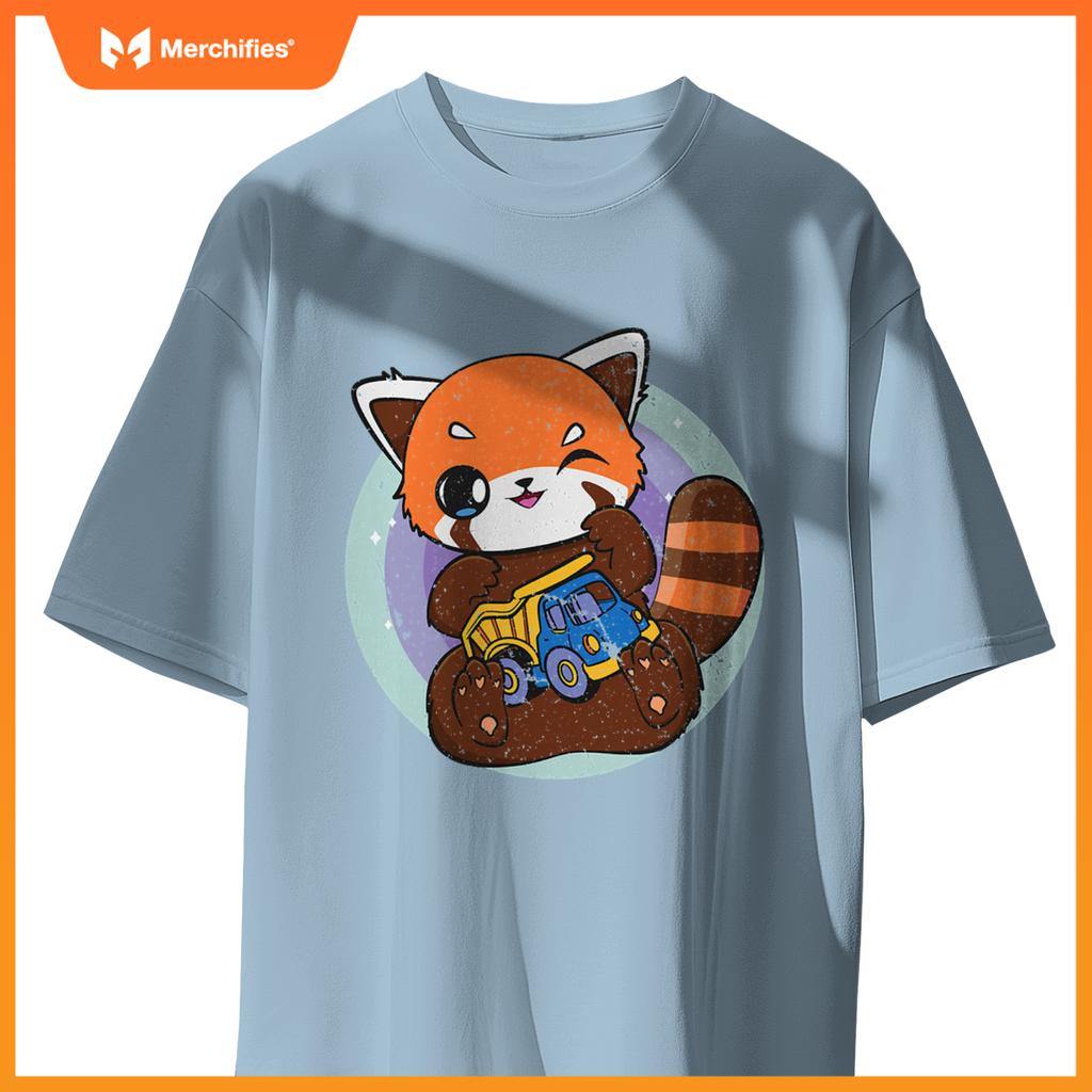 Kawaii Red Panda With Toy Car Truck Cute Chibi Anime Otaku T-Shirt