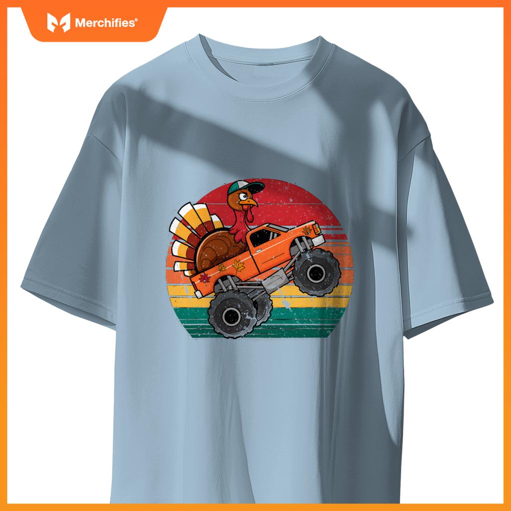 Monster Truck Turkey Sunset Toddler Thanksgiving T-Shirt