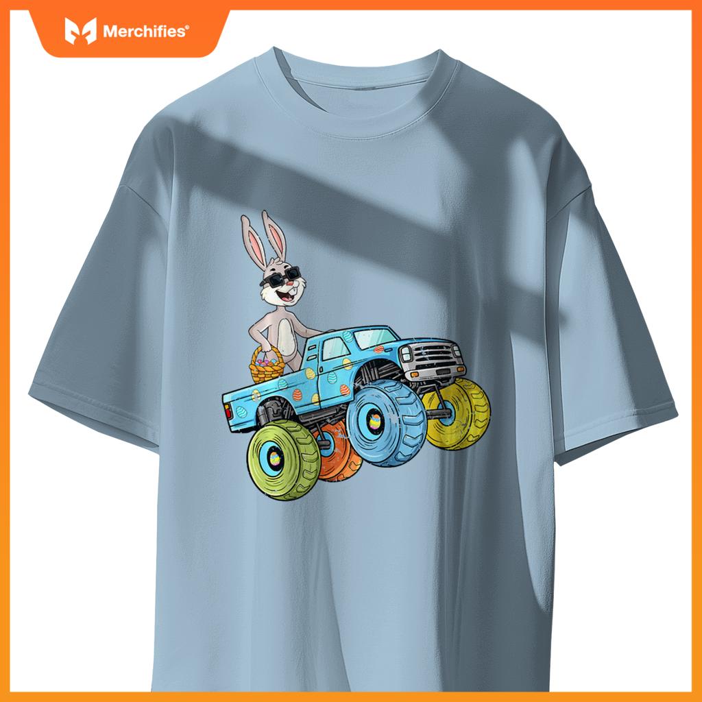 Kids Easter Rabbit Riding Monster Truck  Boys Girls Toddler T-Shirt