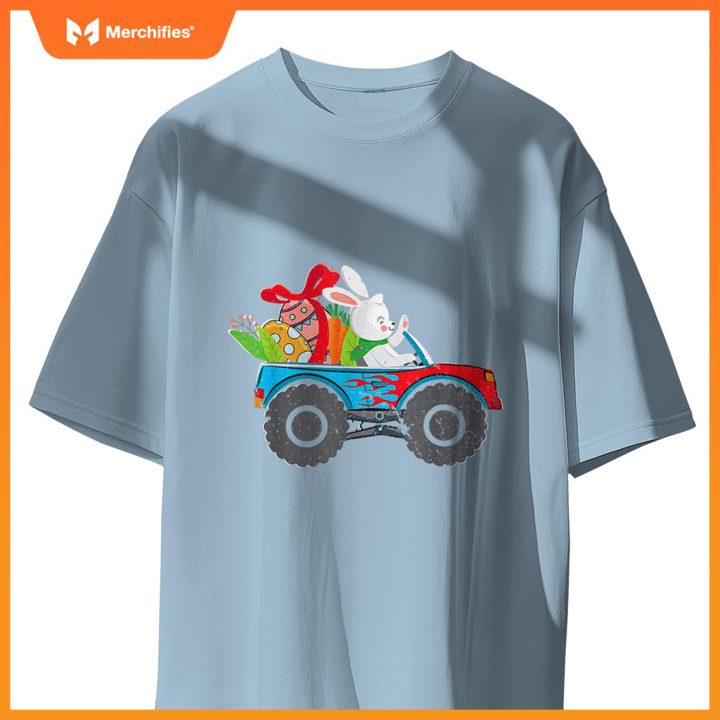 Kids Easter Rabbit Riding Monster Truck  Boys Girls T-Shirt