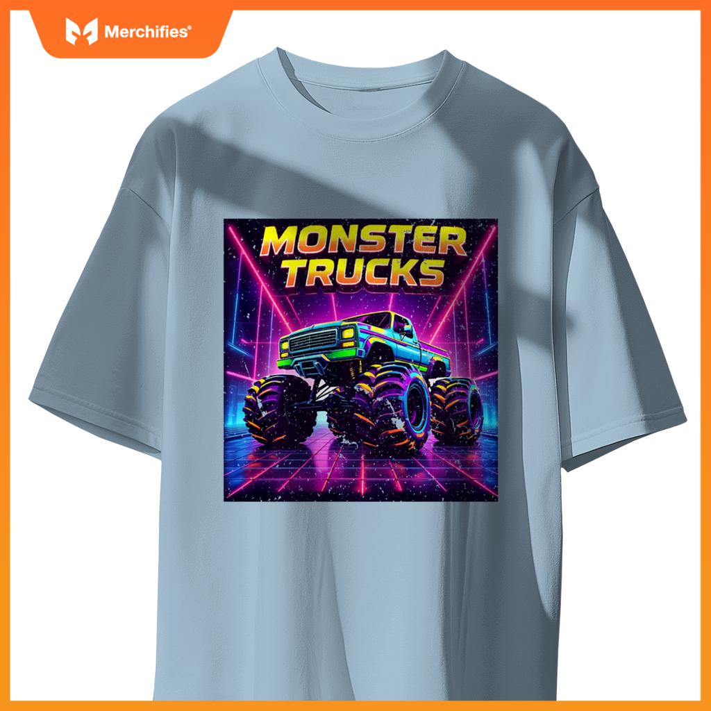 Monster Truck Birthday Party Retro Monster Trucks Boys Girls T-Shirt