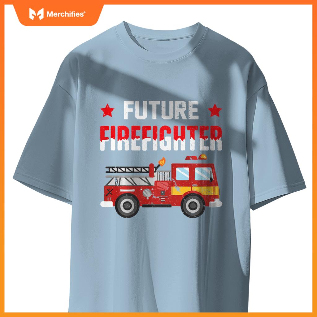 Future Firefighter Fireman Firefighting Boys Kids Fire Truck T-Shirt