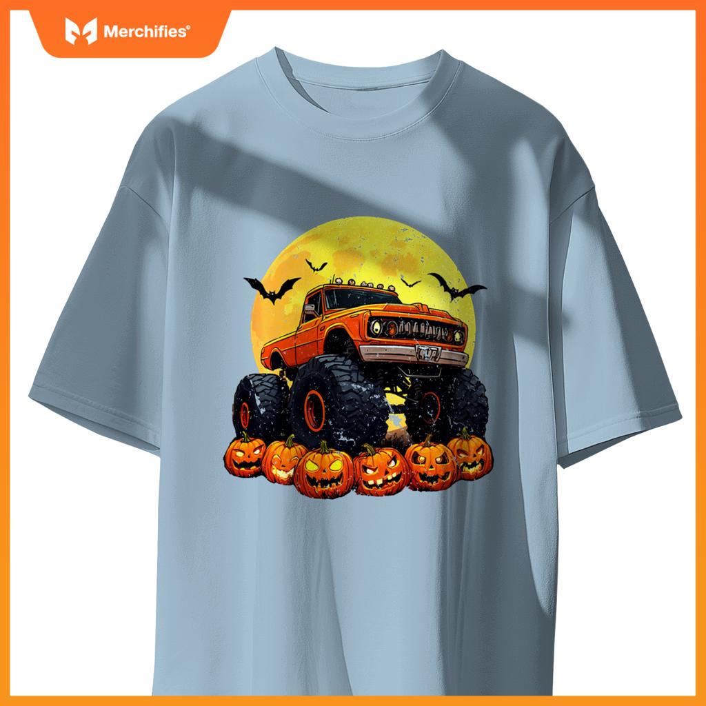 Monster Truck Ghost Pumpkin Toddler Costume Boys Halloween T-Shirt