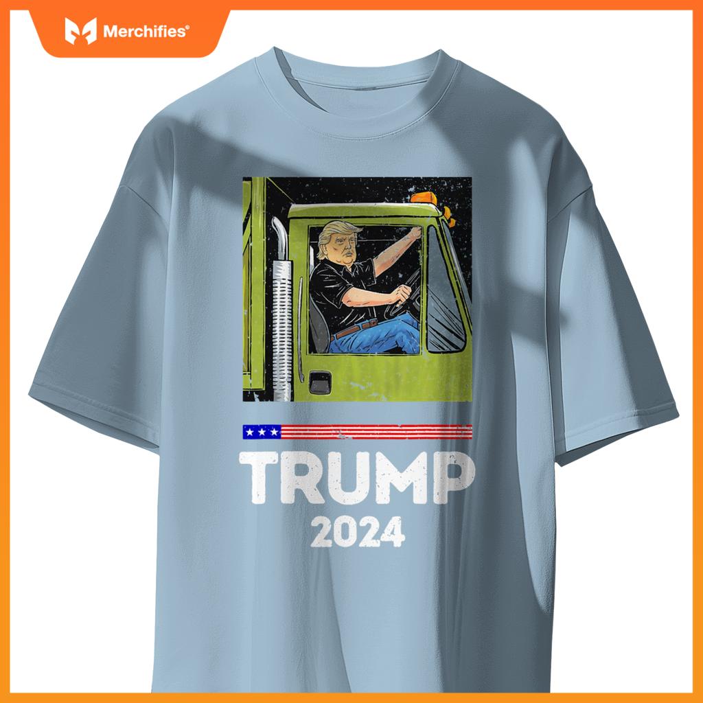 Funny Trump Driving Garbage Truck - Team Garbage T-Shirt