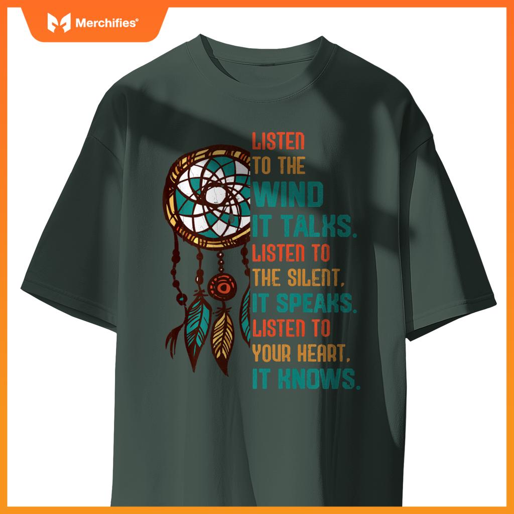 Listen To The Wind It Talks Fun Native American Day Graphic T-Shirt