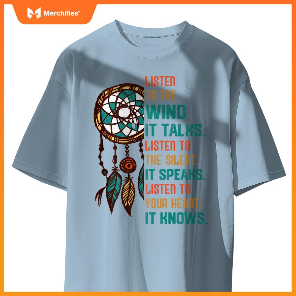 Listen To The Wind It Talks Fun Native American Day Graphic T-Shirt