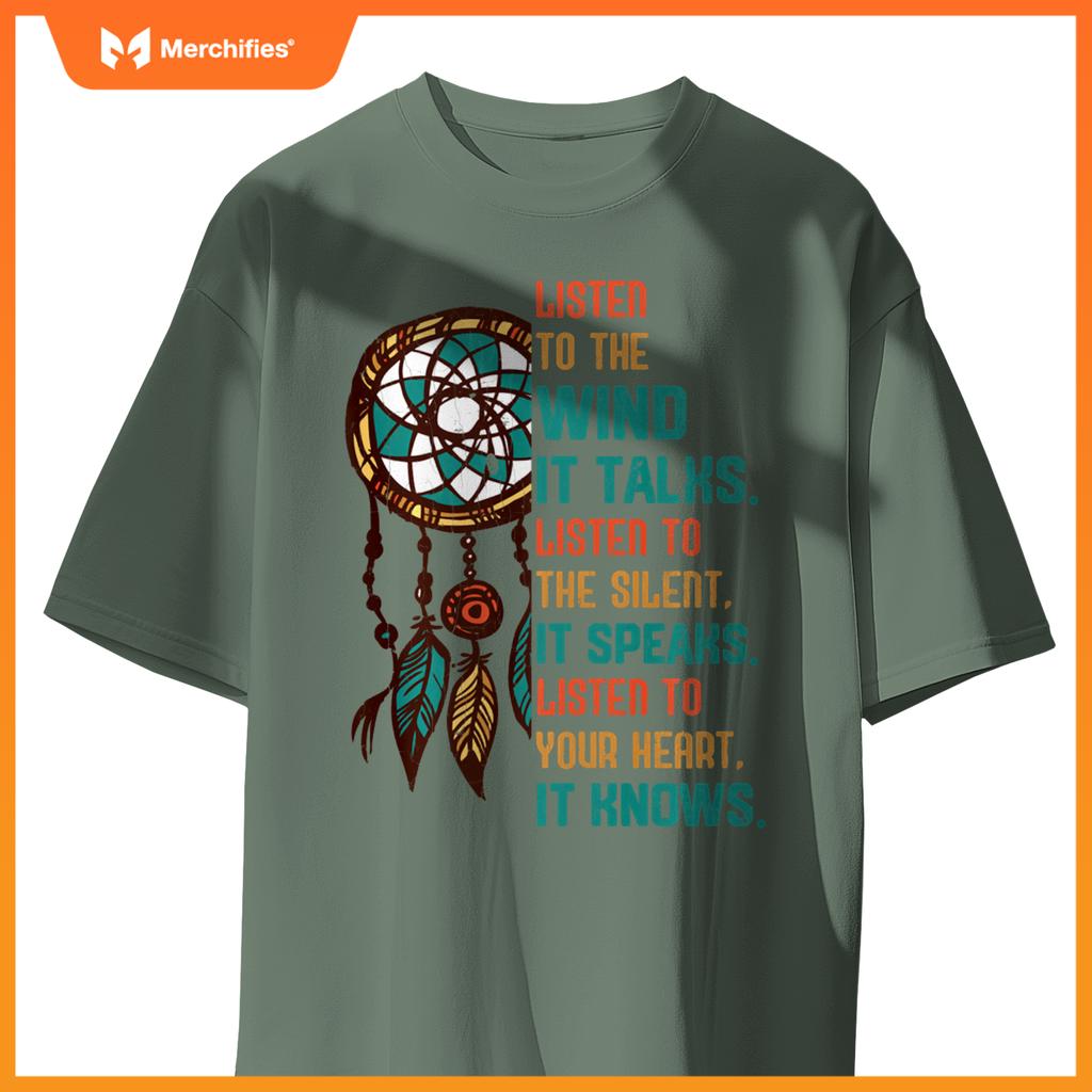 Listen To The Wind It Talks Fun Native American Day Graphic T-Shirt