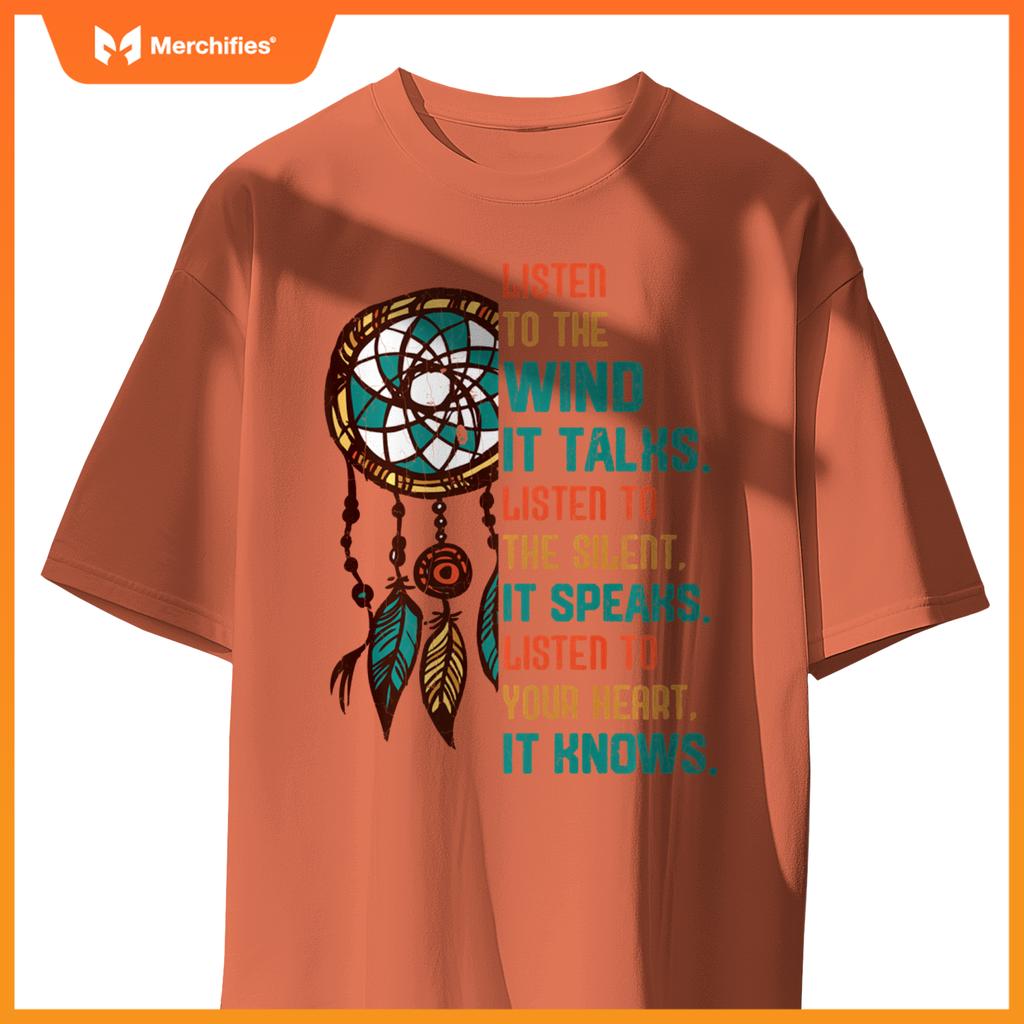 Listen To The Wind It Talks Fun Native American Day Graphic T-Shirt