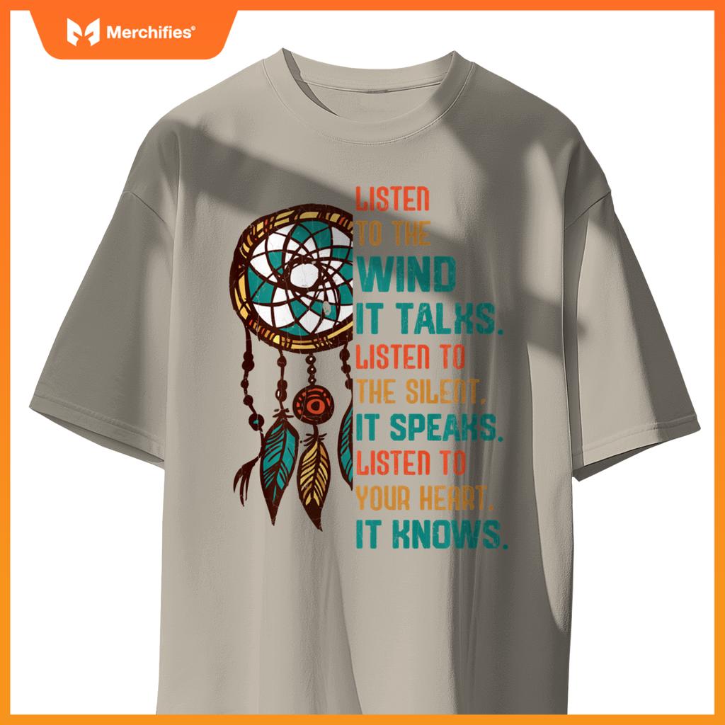 Listen To The Wind It Talks Fun Native American Day Graphic T-Shirt