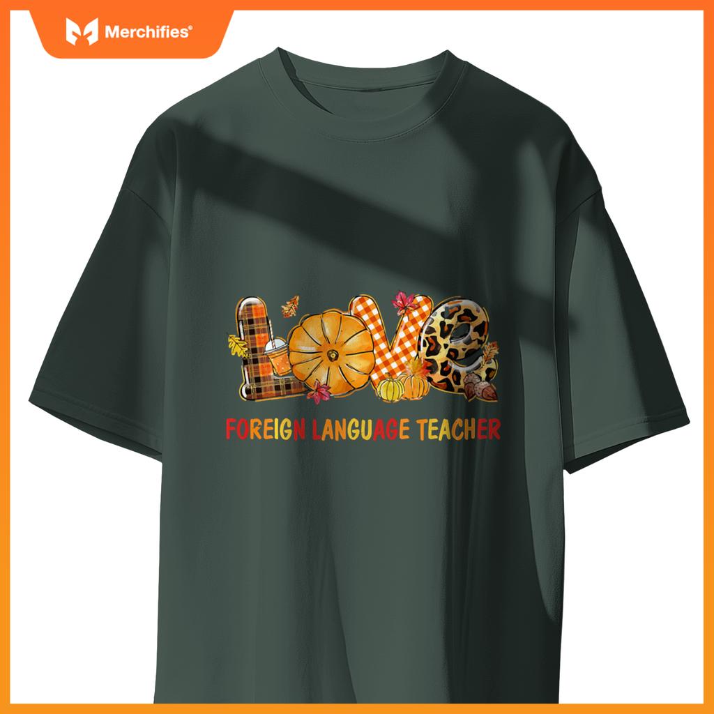 Love Foreign Language Teacher Autumn Pumpkin Thanksgiving