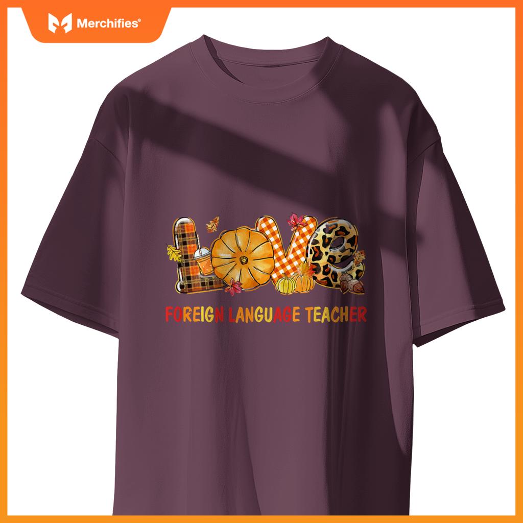 Love Foreign Language Teacher Autumn Pumpkin Thanksgiving