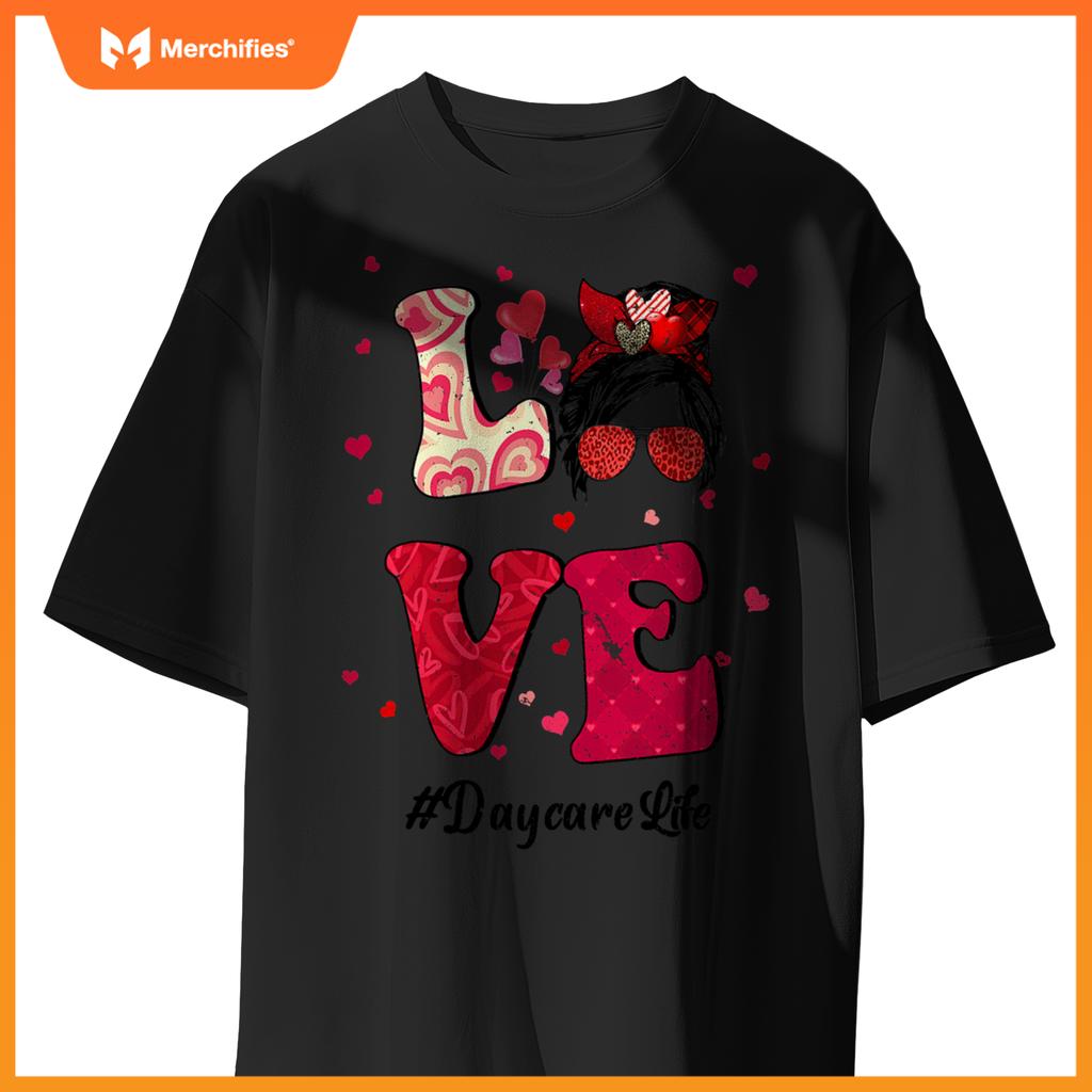 Love Messy Bun Daycare Life Teacher Valentines Day Matching