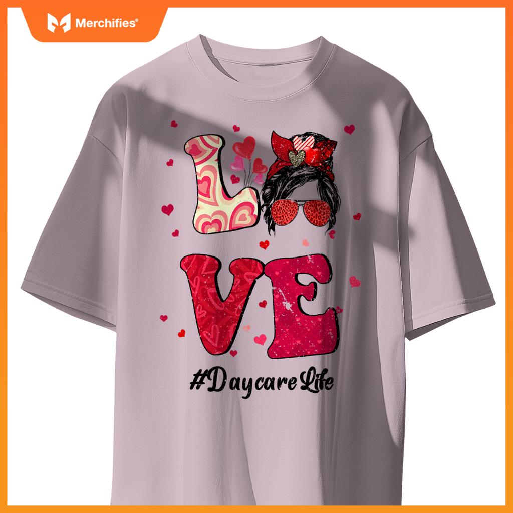 Love Messy Bun Daycare Life Teacher Valentines Day Matching