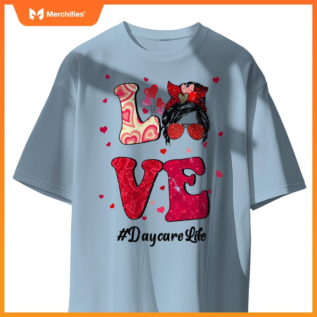 Love Messy Bun Daycare Life Teacher Valentines Day Matching
