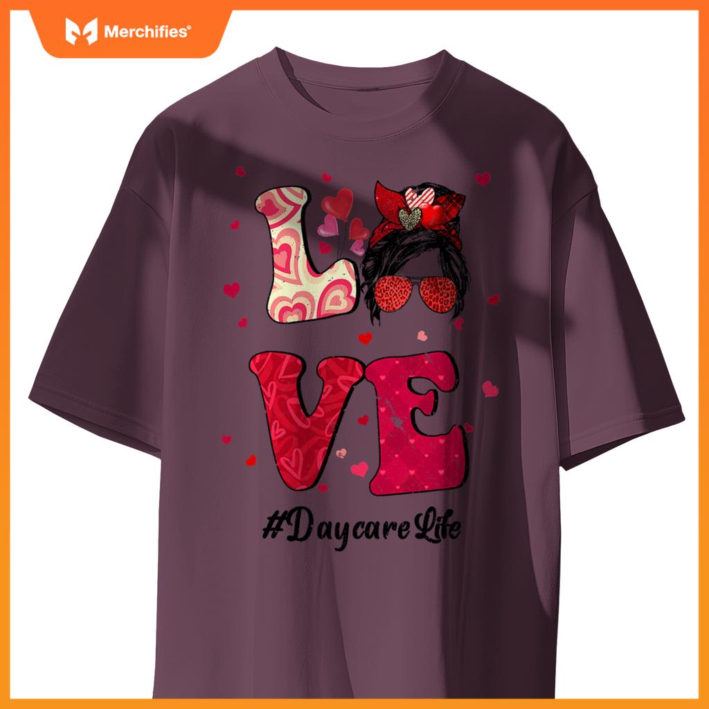 Love Messy Bun Daycare Life Teacher Valentines Day Matching