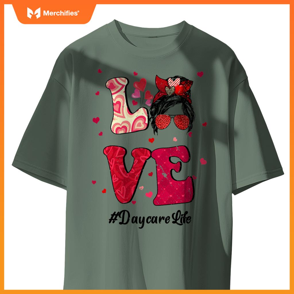Love Messy Bun Daycare Life Teacher Valentines Day Matching