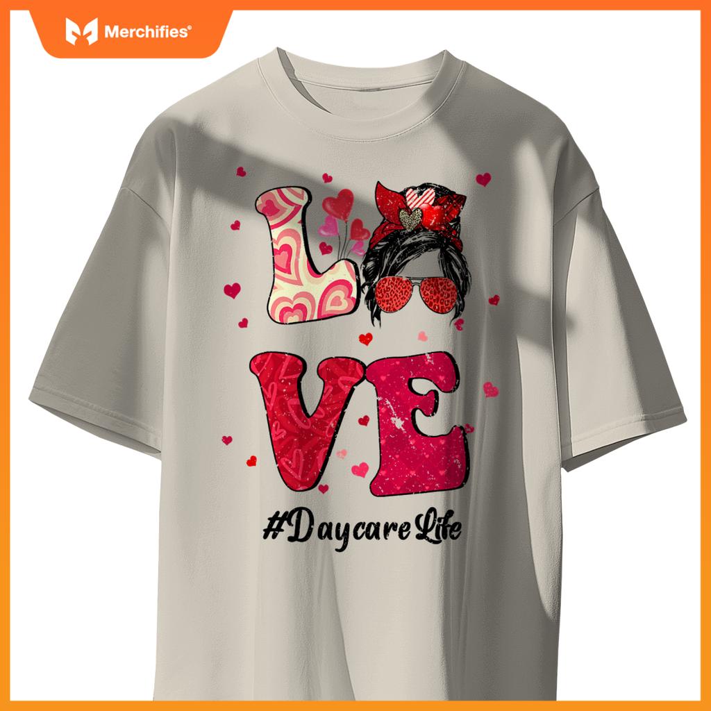 Love Messy Bun Daycare Life Teacher Valentines Day Matching