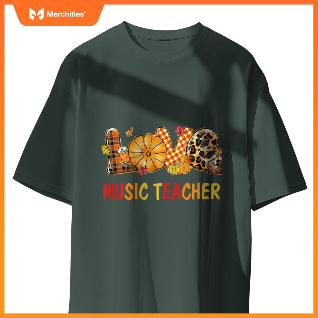 Love Music Teacher Autumn Fall Pumpkin Teachers Thanksgiving