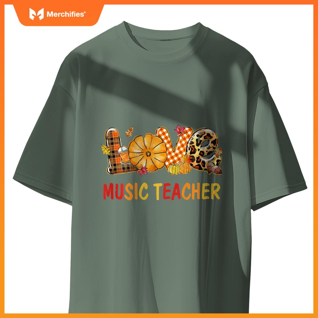 Love Music Teacher Autumn Fall Pumpkin Teachers Thanksgiving