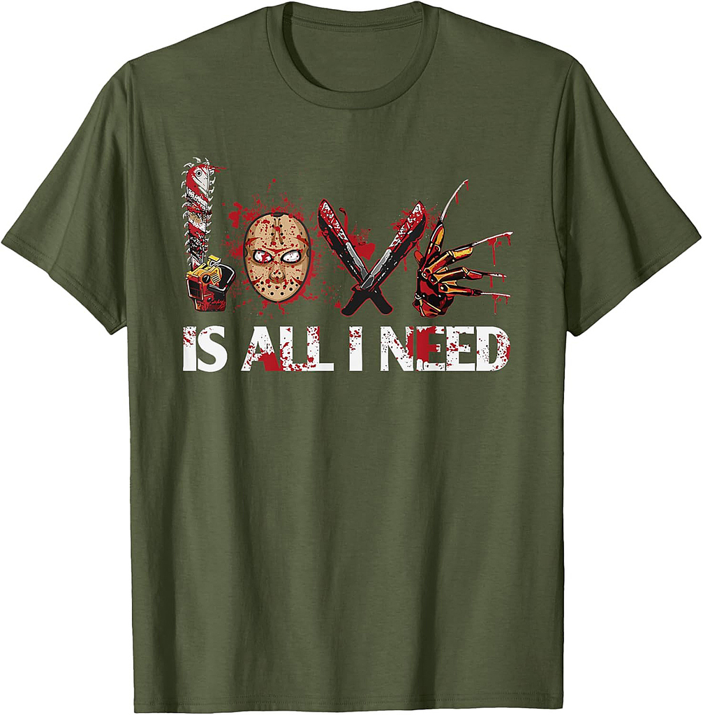 Love Retro All I Funny Need Halloween Scary Horror Movies T-Shirt