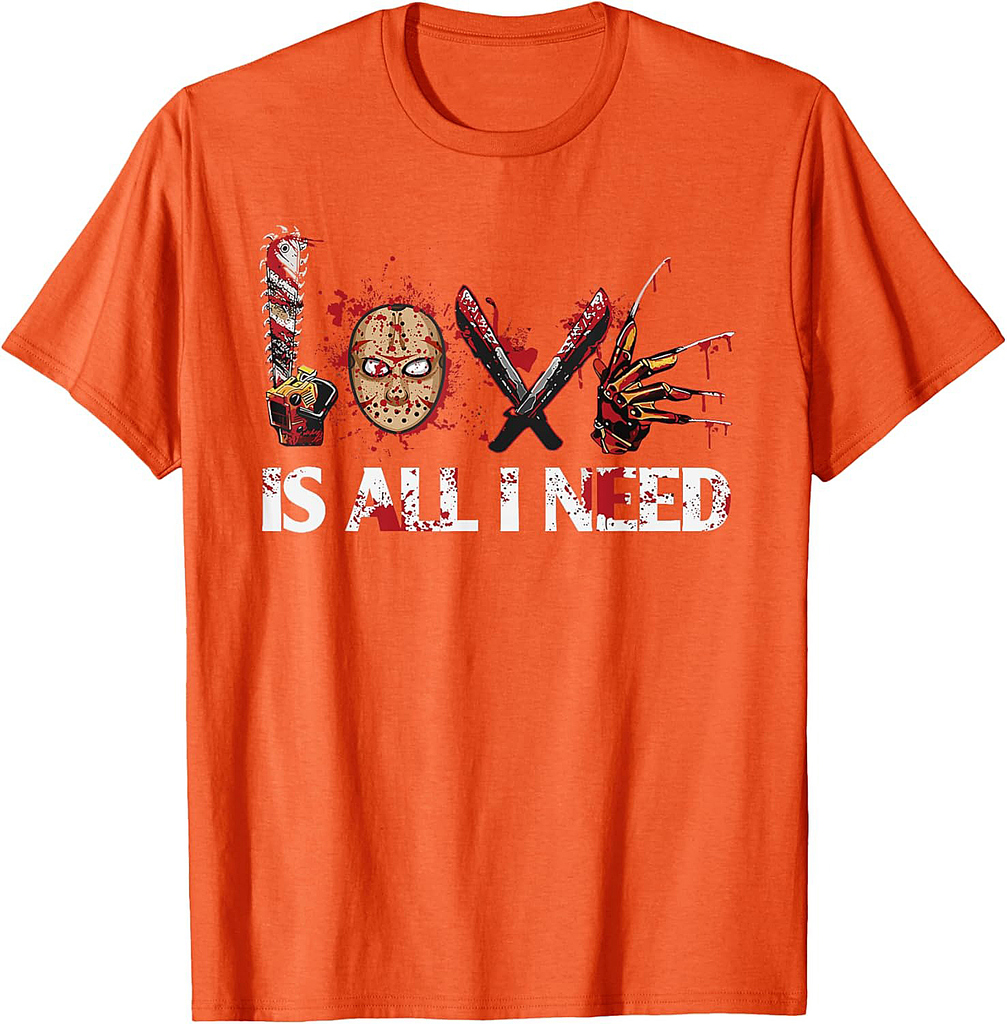 Love Retro All I Funny Need Halloween Scary Horror Movies T-Shirt