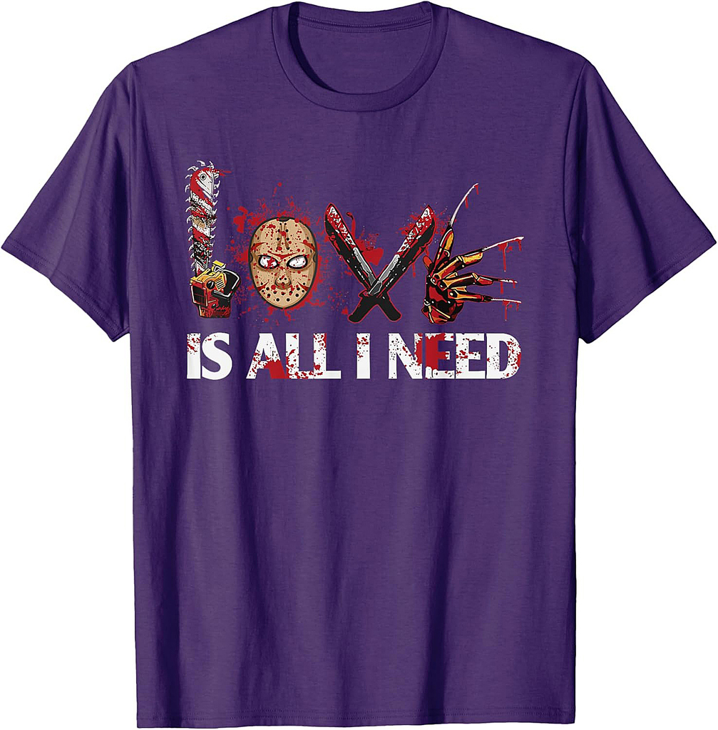 Love Retro All I Funny Need Halloween Scary Horror Movies T-Shirt