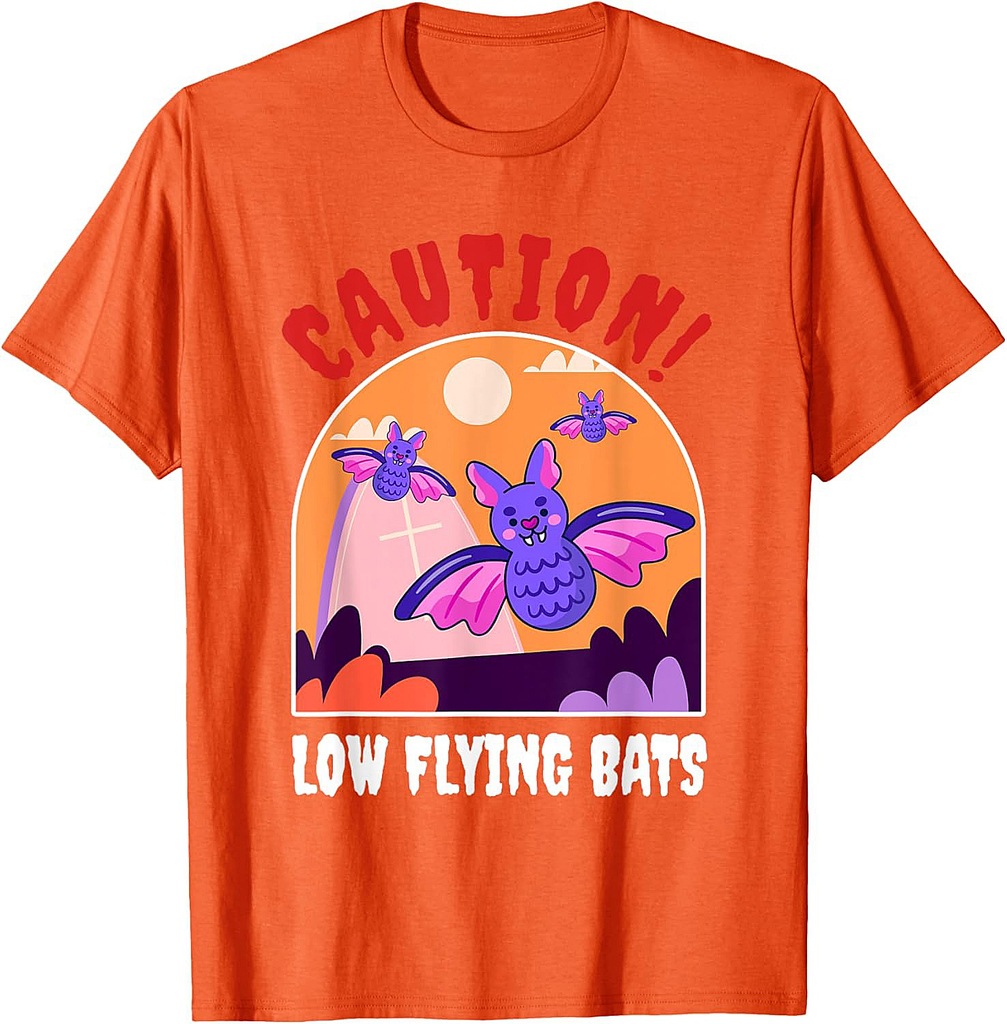 Low Flying Bats Halloween Candy Box For Kids Caution Spooky T-Shirt