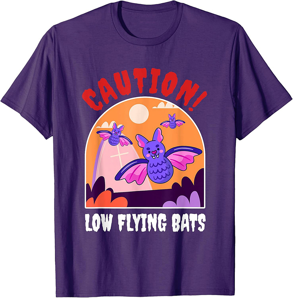 Low Flying Bats Halloween Candy Box For Kids Caution Spooky T-Shirt
