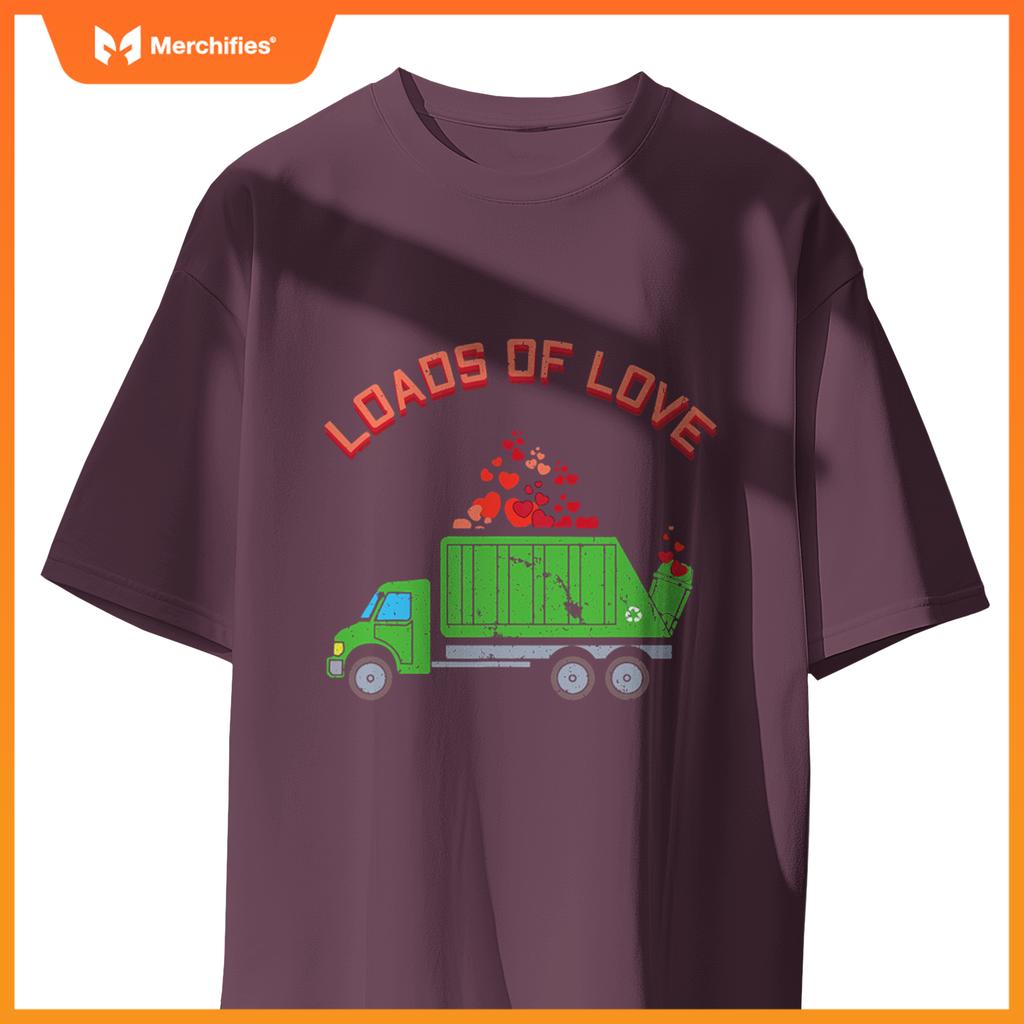 Kids Garbage Truck Hearts Day Happy Valentines T-Shirt