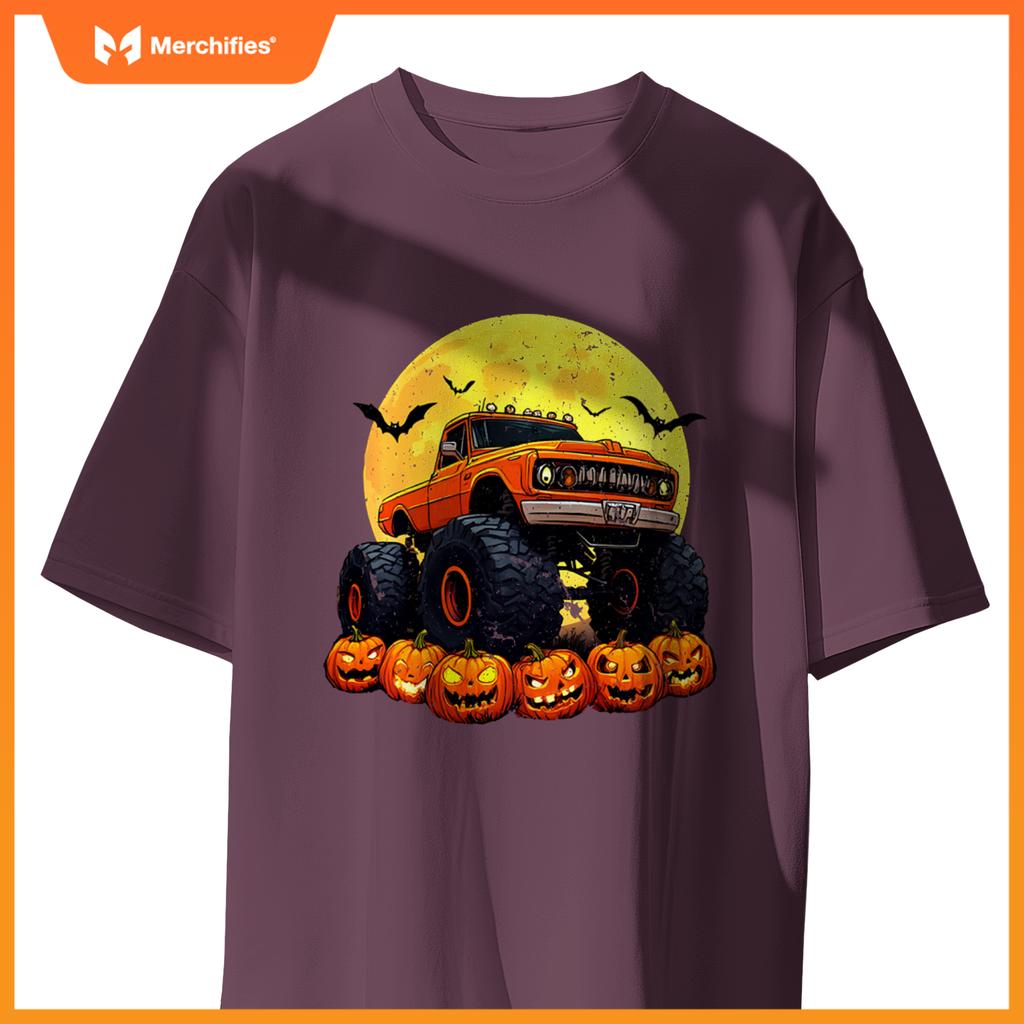 Monster Truck Ghost Pumpkin Toddler Costume Boys Halloween T-Shirt