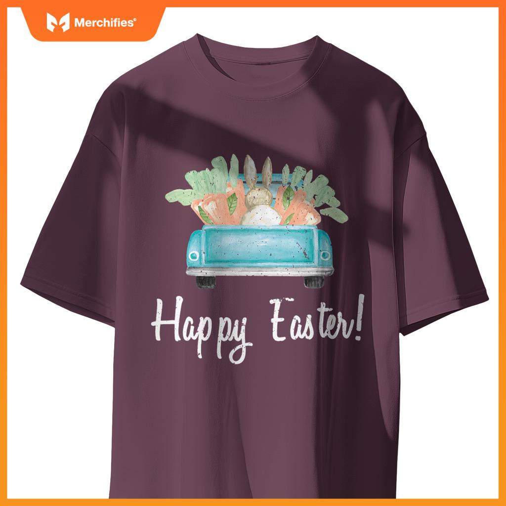 Happy Easter Watercolor Truck Party Teacher Cute T-Shirt