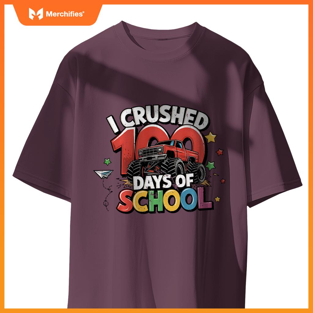 I Crushed 100 Days of School - Fun Monster Truck T-Shirt