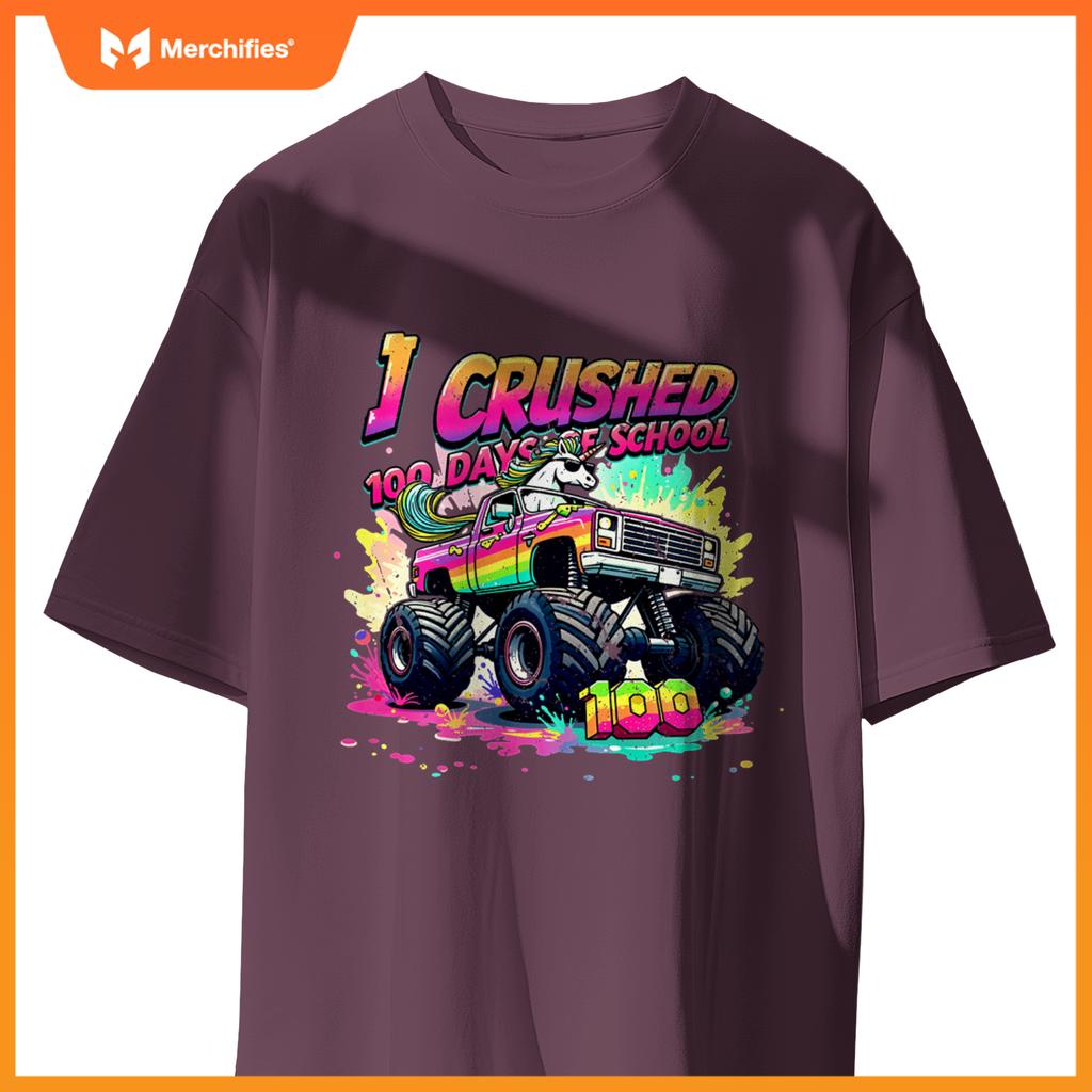I Crushed 100 Days of School Monster Truck Unicorn Toddler T-Shirt