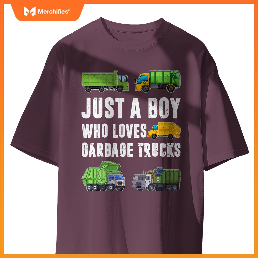 Just A Boy Who Loves Garbage Trucks Kids Toddler Trash Truck T-Shirt