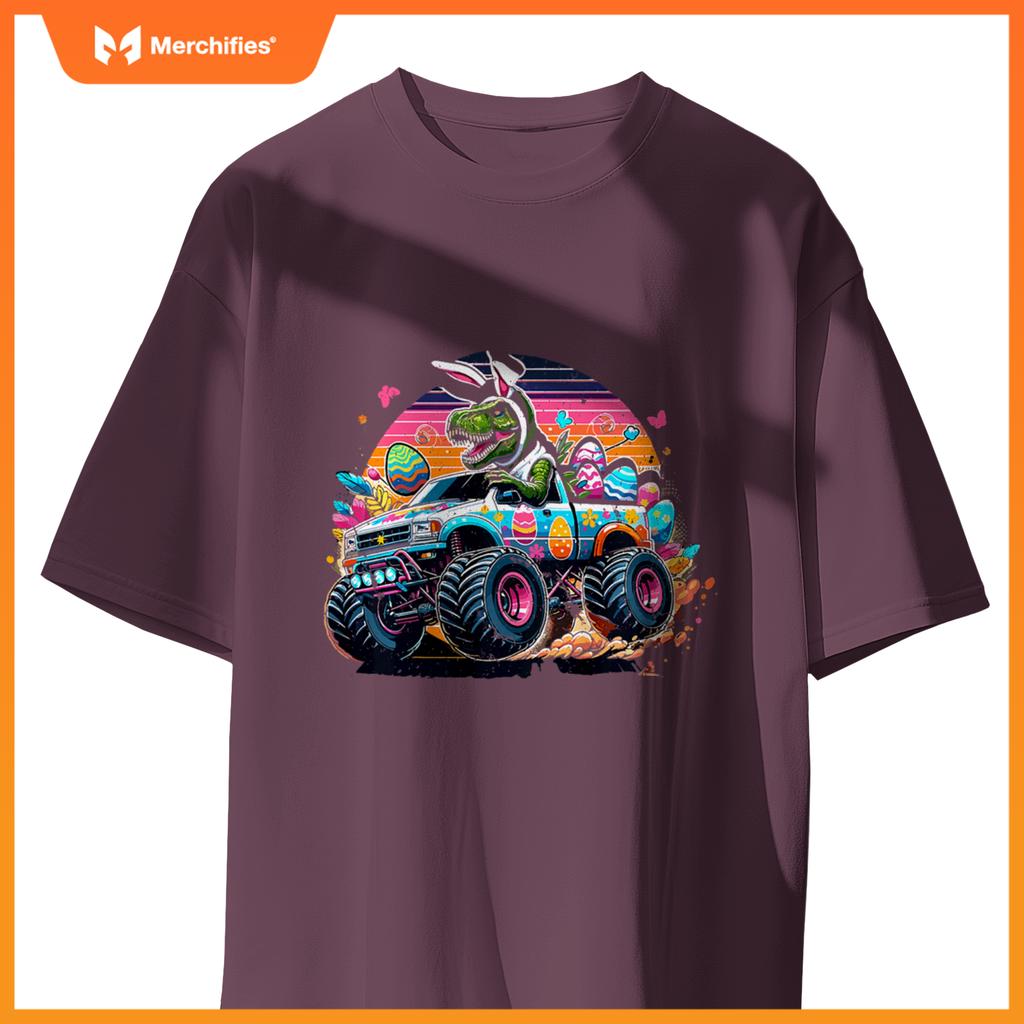 Kids Easter S Boys T Rex Dinosaur Rabbit Truck Toddler Boy T-Shirt