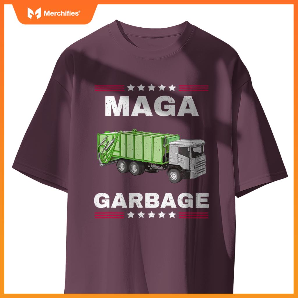 Funny Trump MAGA Garbage Truck American Flag T-Shirt