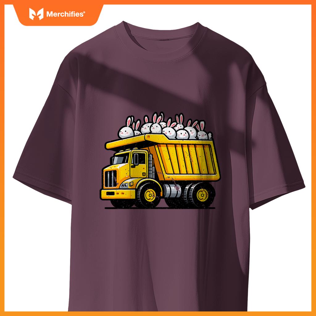 Kids Construction Dump Truck Bunnies Christian Easter Day T-Shirt