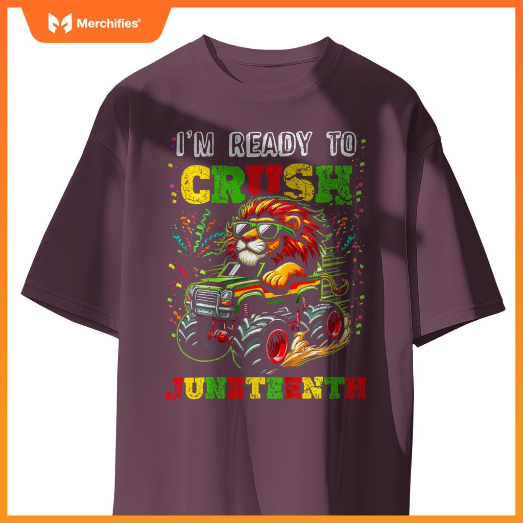 Kids Im Ready To Crush Junenth Monster Truck Lion Junenth T-Shirt