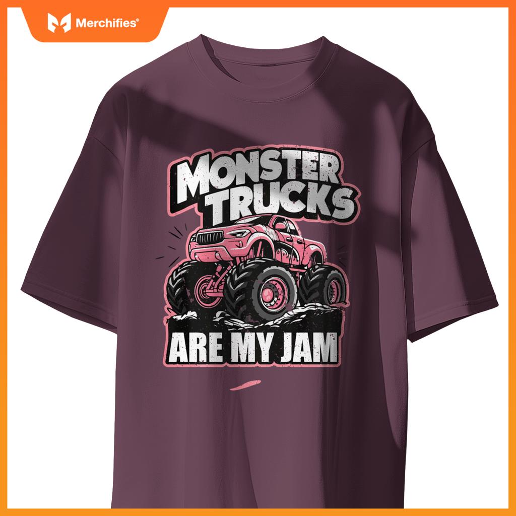 Monster Truck Are My Jam Pink Race Day Outfit For Car Lover T-Shirt