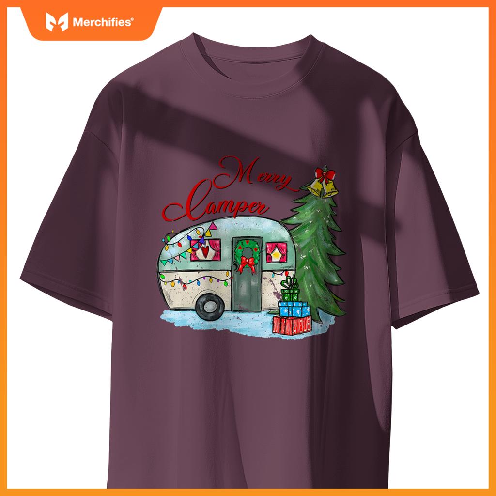 Merry Camper Christmas Santa Camper Camping Truck Xmas Tree T-Shirt