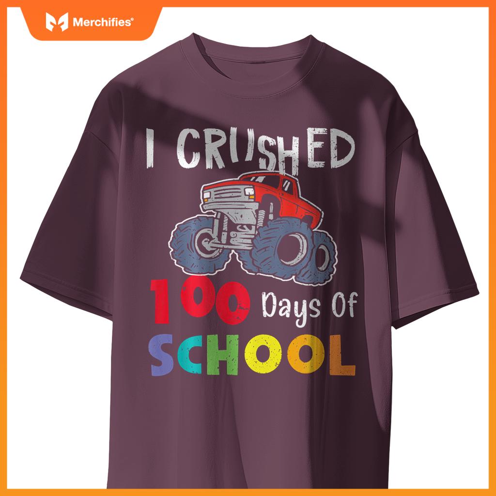 I Crushed 100 Days Of School Monster Truck Kids T-Shirt