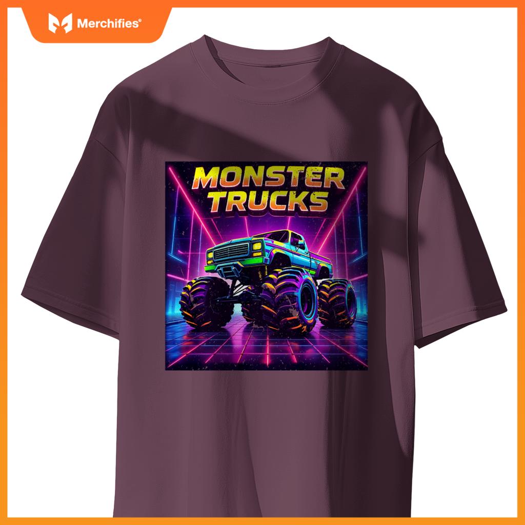 Monster Truck Birthday Party Retro Monster Trucks Boys Girls T-Shirt