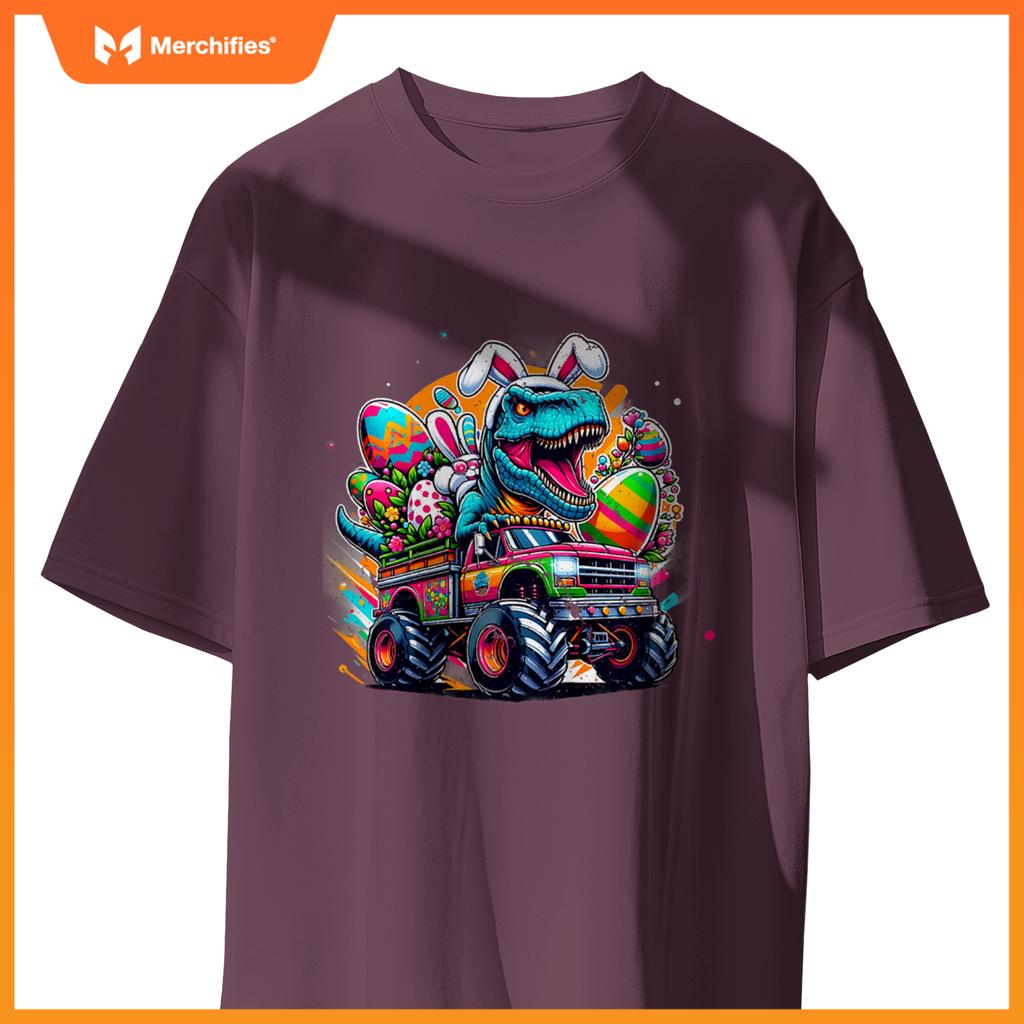 Kids Easter S Boys Toddler Boy Rabbit Bunny T Rex Dino Truck T-Shirt
