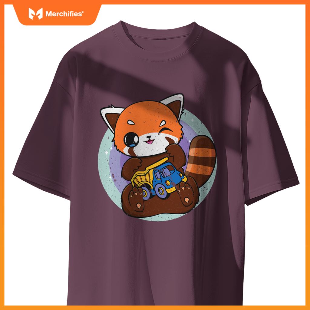 Kawaii Red Panda With Toy Car Truck Cute Chibi Anime Otaku T-Shirt