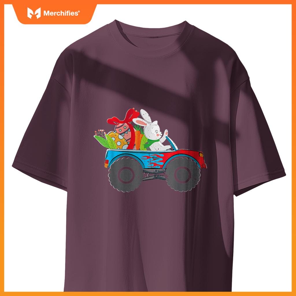 Kids Easter Rabbit Riding Monster Truck  Boys Girls T-Shirt